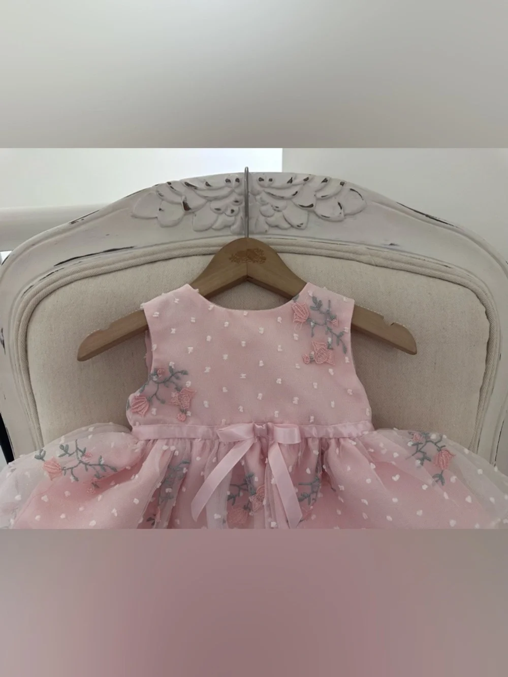 🦢 6~9 Mth Pink Tulle Princess Wedding Baby Dress with Matching Knit Bolero NWOT - Picture 7 of 16